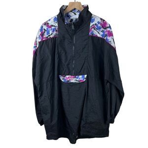Vintage Reebok Womens XL Nylon Windbreaker Lightweight Half‎ Zip Jacket 90s